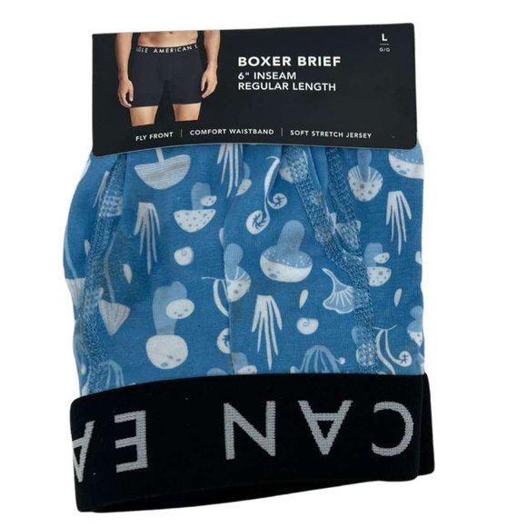 American Eagle Outfitters | Men's Boxer Brief | Blue & White | Mushroom | Size L - Picture 1 of 4